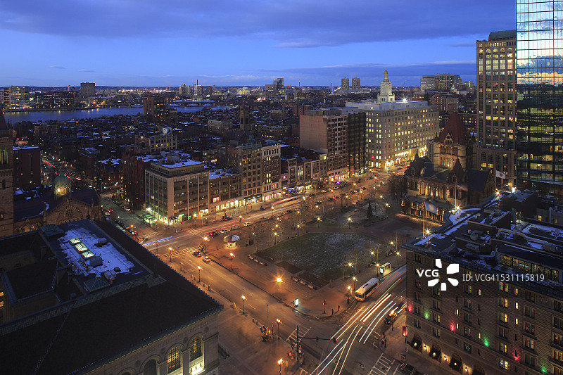 科普利广场和后湾夜景图片素材