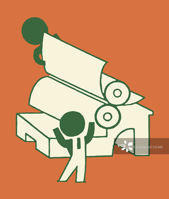 印刷机上的印刷工人图片素材