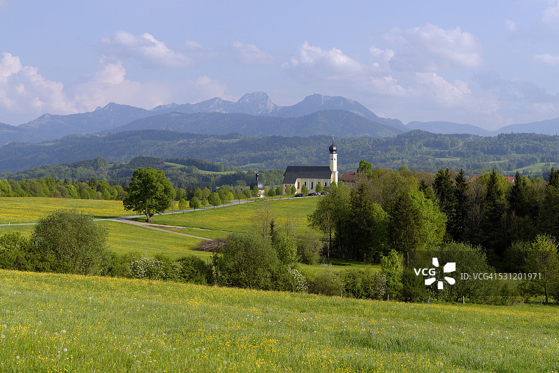 德国巴伐利亚伊尔申山维尔帕廷的圣马里努斯和阿尼安努斯教堂图片素材