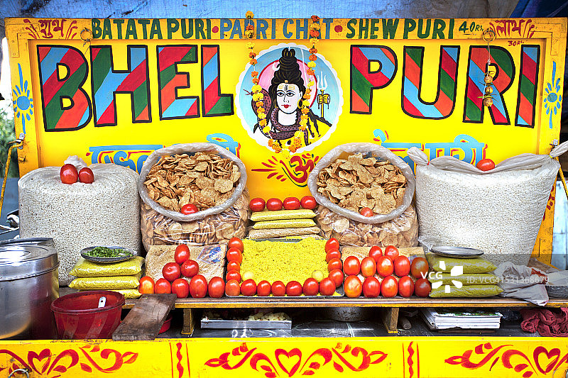 印度特色小吃Bhelpuri店图片素材