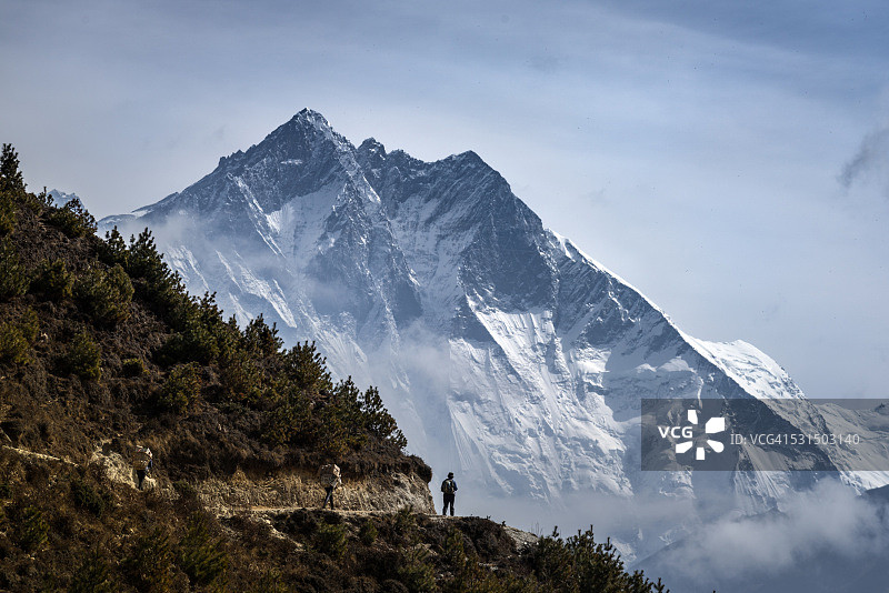 珠穆朗玛峰大本营徒步路线上的洛子峰，萨加玛塔国家公园，尼泊尔图片素材