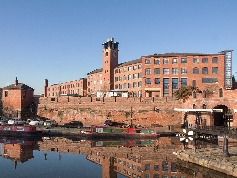 曼彻斯特城堡区的一条运河图片素材