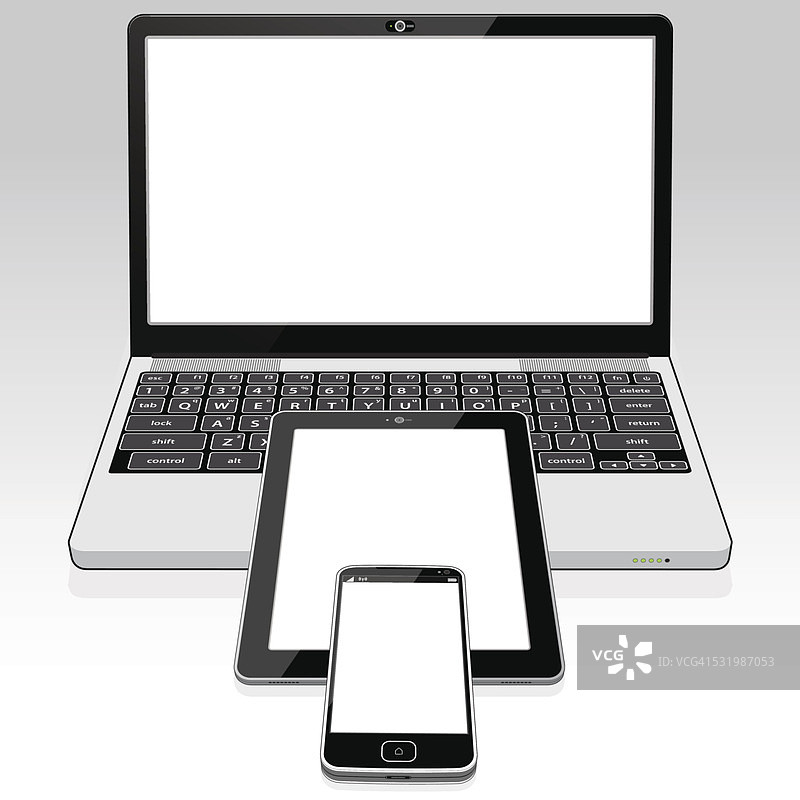 平板电脑、笔记本电脑和智能手机样机图片素材