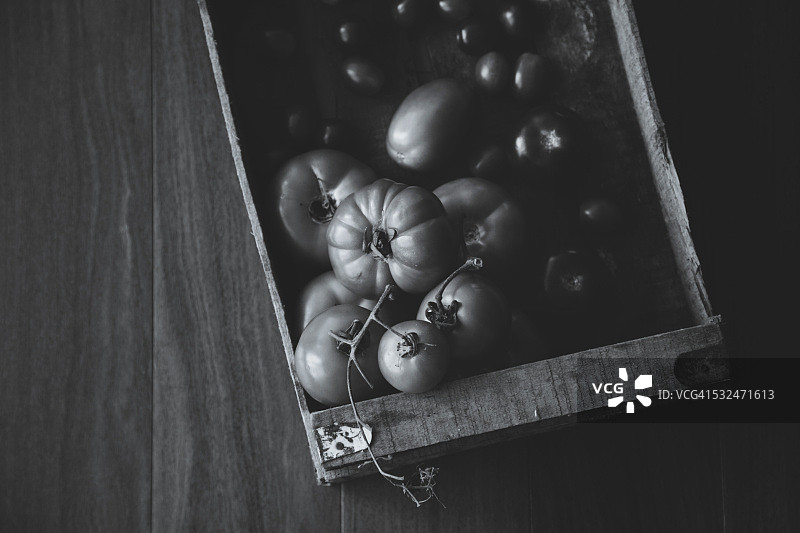 装有番茄的木箱图片素材