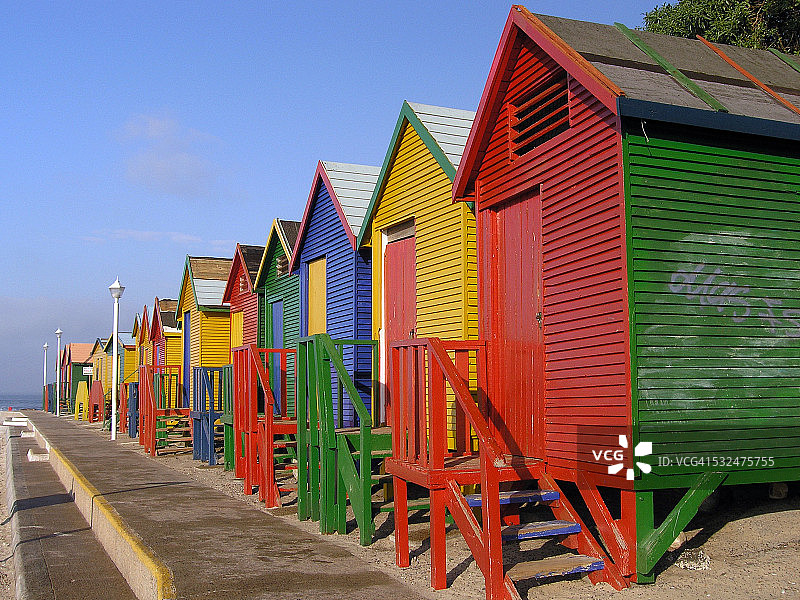 穆伊曾贝格海滩彩色小屋图片素材