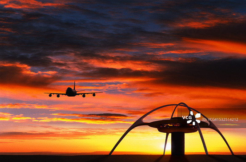 喷气式飞机抵达洛杉矶国际机场图片素材