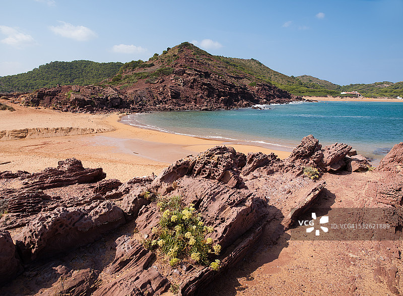 西班牙梅诺卡岛的卡拉普雷贡达海滩图片素材