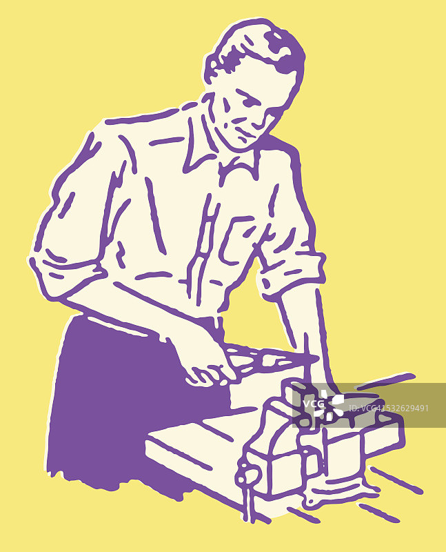 手持夹具和钳子的工人图片素材