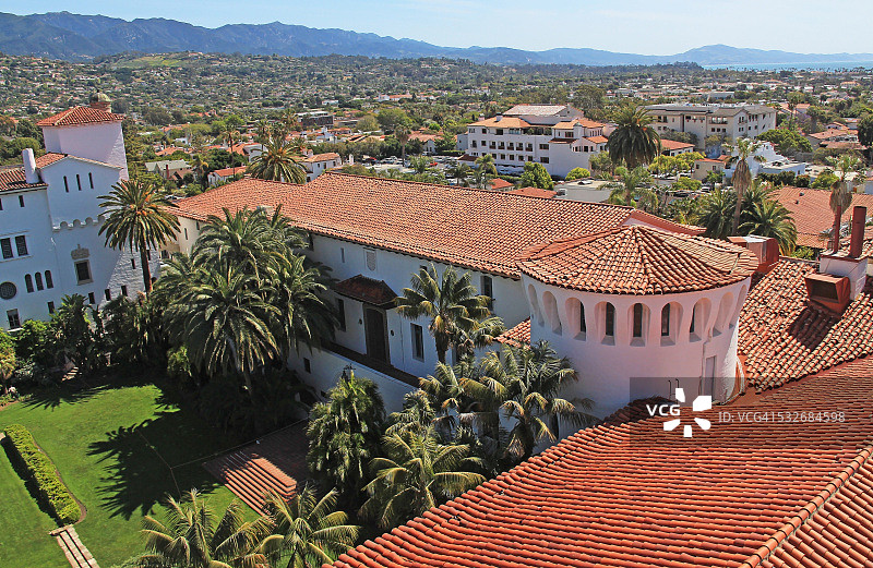 加利福尼亚州圣巴巴拉县法院 - 菲格罗亚画廊和法院圆形大厅图片素材