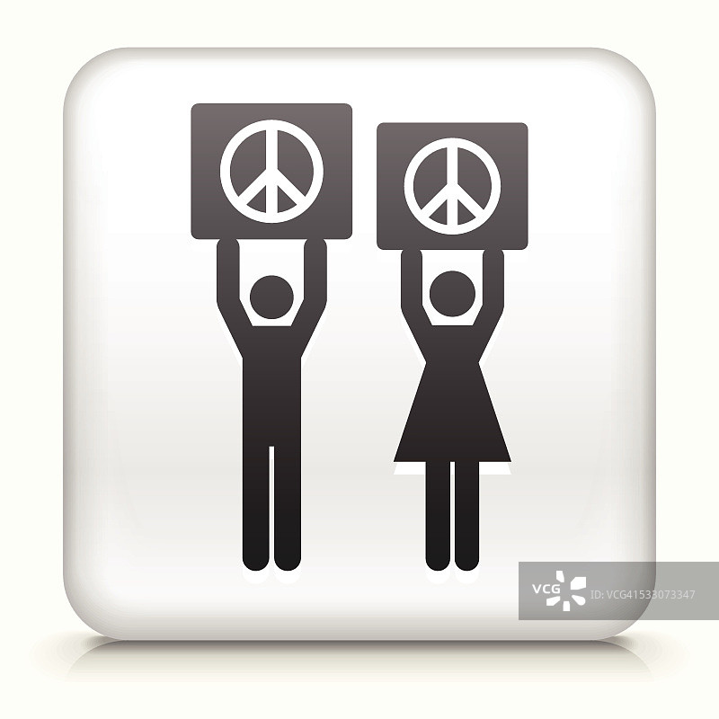 和平标志方形按钮矢量素材图片素材