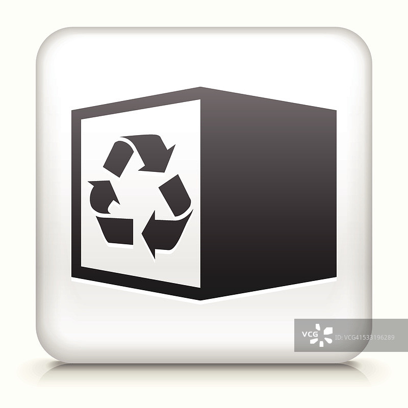 带有回收箱的方形按钮矢量素材图片素材