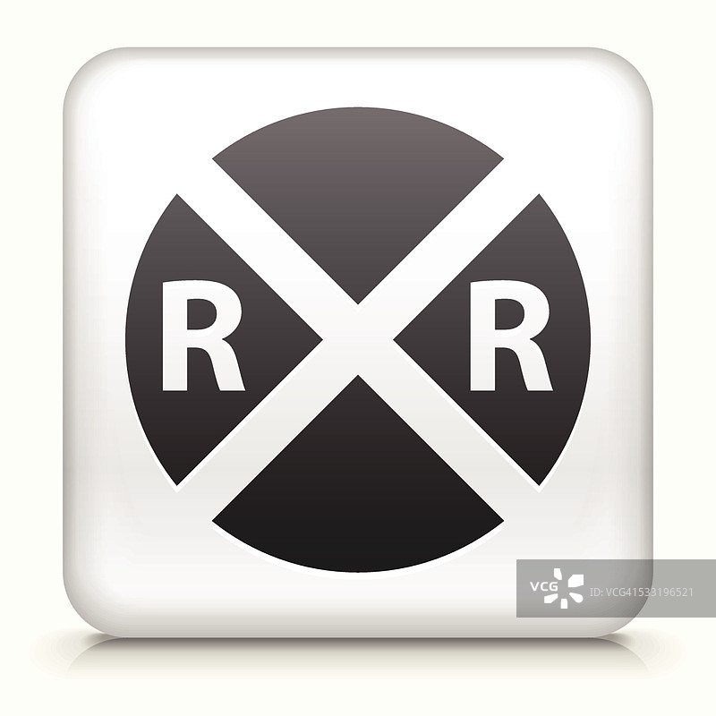 带铁路交叉路口的方形按钮图片素材