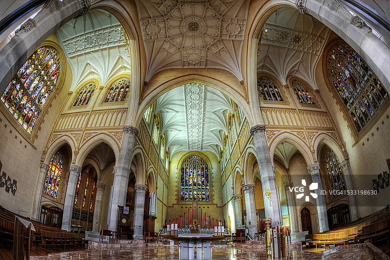 西澳大利亚州珀斯维多利亚大街北端圣玛丽大教堂内部图片素材