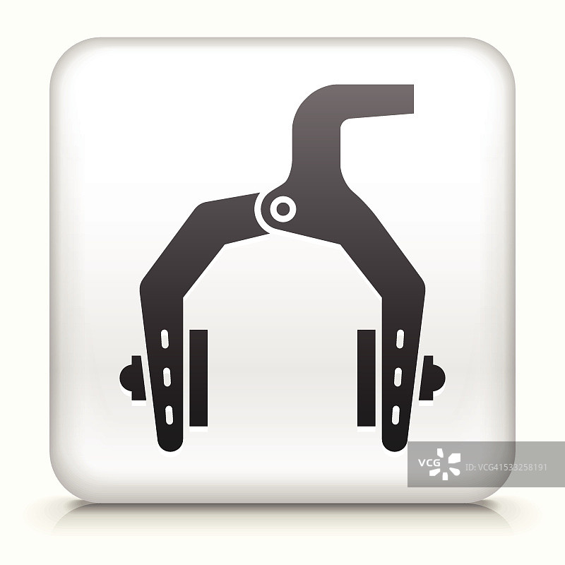 白色方形按钮上的自行车刹车图片素材