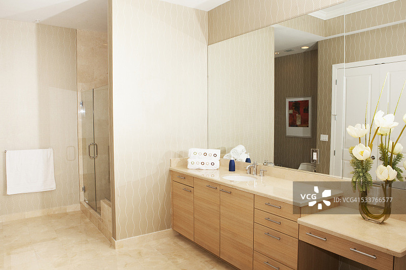 现代浴室镜子水槽淋浴图片素材