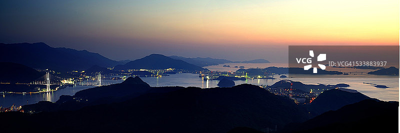 长崎夜间港口图片素材