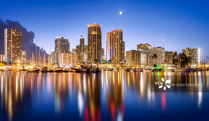 卡哈纳莫库泻湖，魔术岛，阿拉莫阿那，怀基基，檀香山，瓦胡岛，美国图片素材