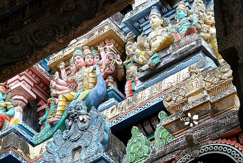 印度马杜赖米纳克希神庙的达罗毗荼建筑图片素材