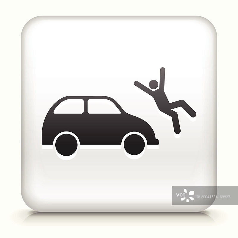 汽车撞人免版税矢量艺术方形按钮图片素材