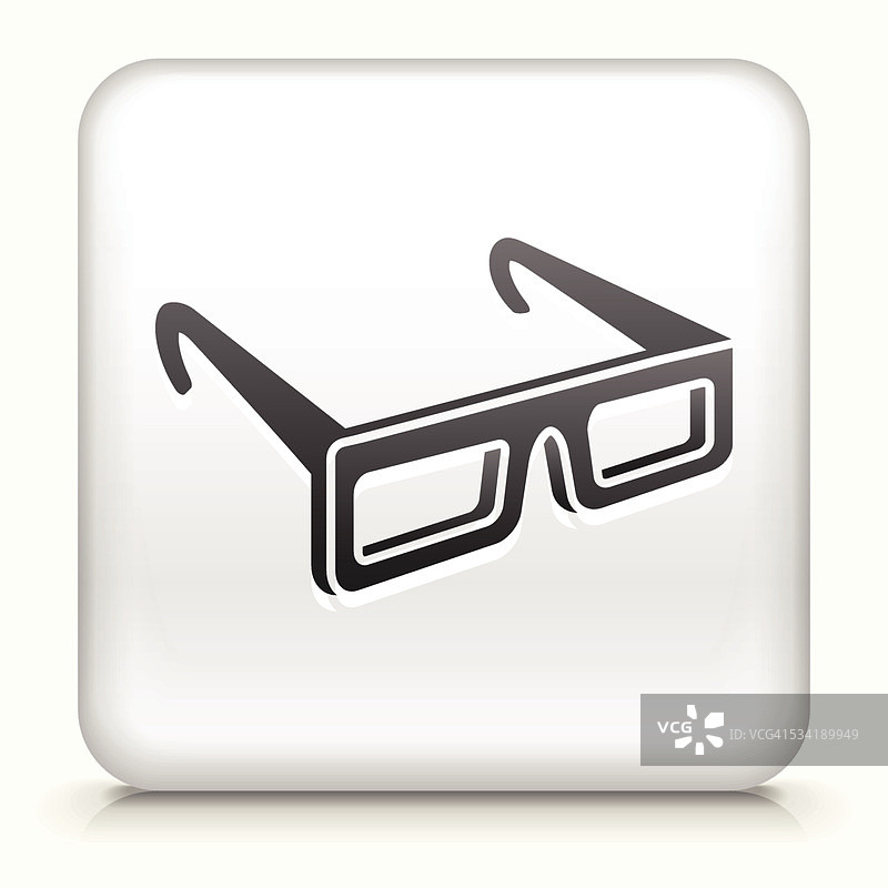 带3D眼镜的方形按钮免版税矢量艺术图片素材