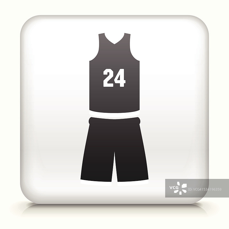 带篮球制服的方形按钮图片素材