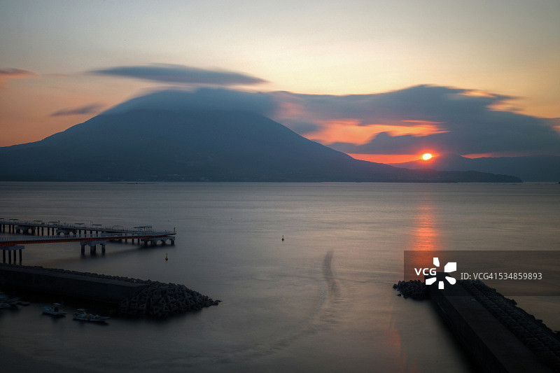 鹿儿岛火山日出图片素材