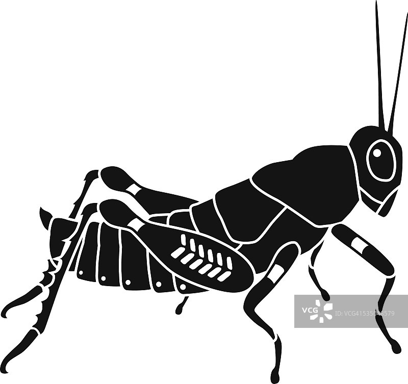 黑白侧视草蜢矢量图图片素材