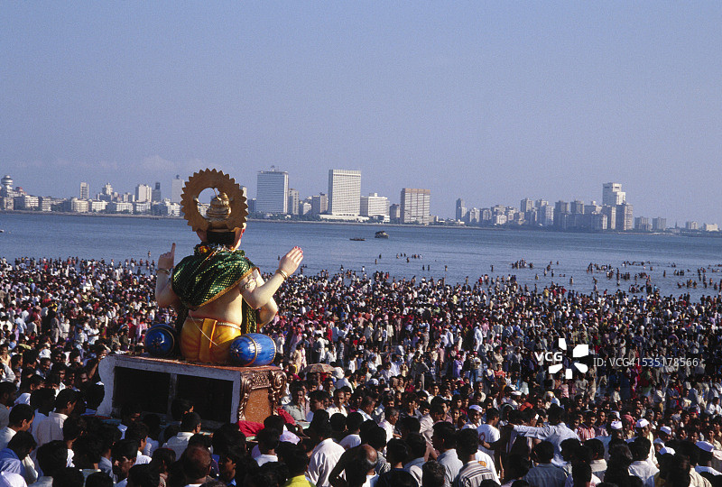 孟买 Ganesh 节，印度马哈拉施特拉邦图片素材