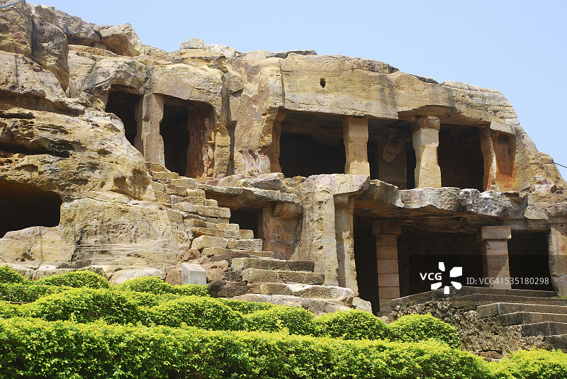 印度奥里萨邦布巴内斯瓦尔的乌达亚吉里石窟图片素材