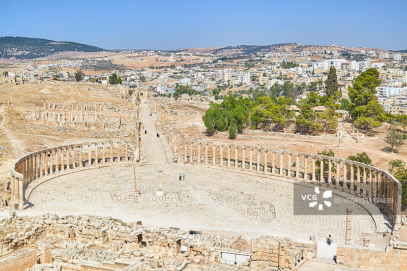 杰拉什古城的椭圆形广场图片素材
