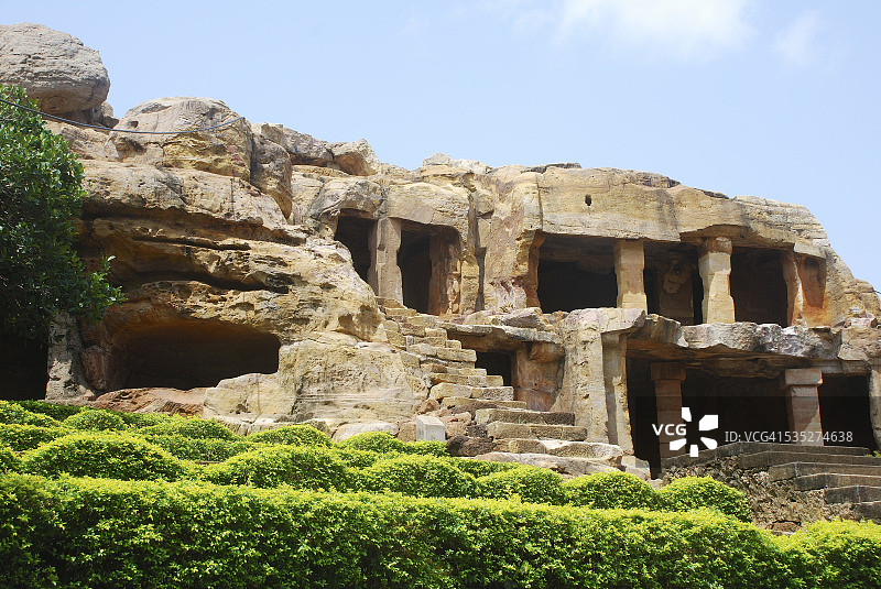 印度奥里萨邦布巴内斯瓦尔的乌达亚吉里石窟图片素材