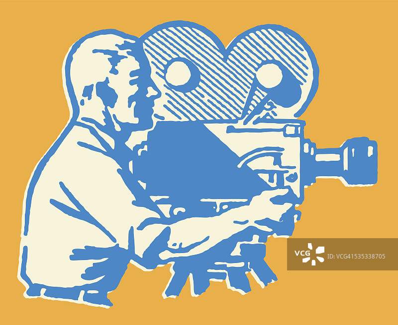 用电影摄影机拍摄的男人图片素材