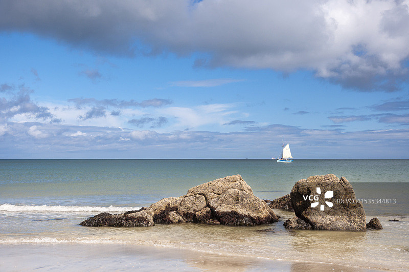 康沃尔Coverack的帆船图片素材