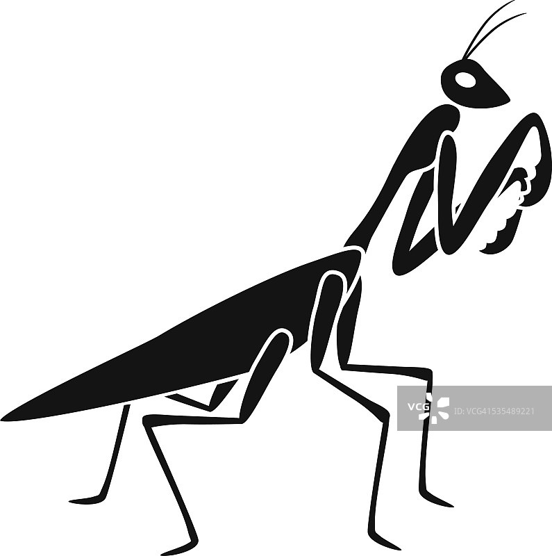 黑白祈祷螳螂矢量图图片素材