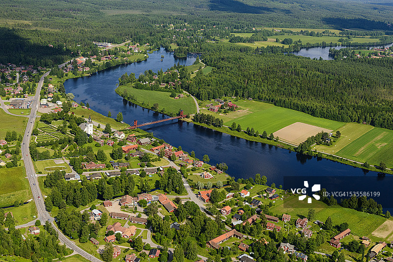 瑞典达拉纳：河畔建筑航拍图片素材