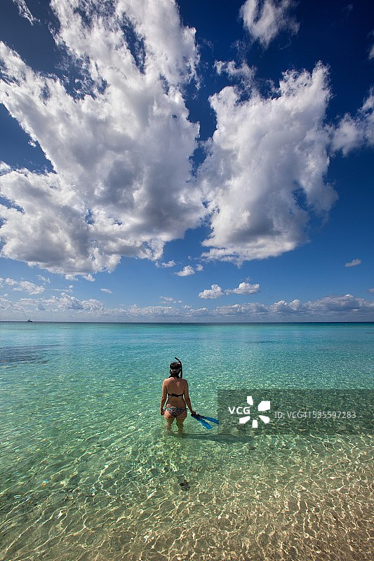 科苏梅尔海滩的浮潜者图片素材