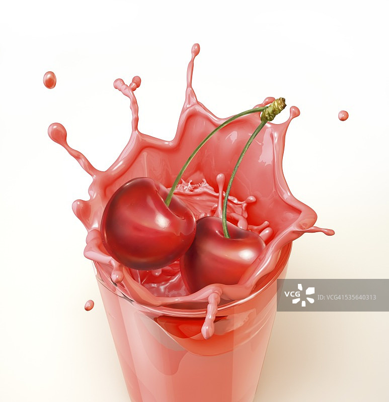 樱桃飞溅饮品艺术图片素材