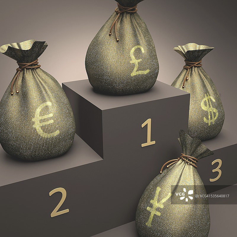 领奖台上的货币插画图片素材