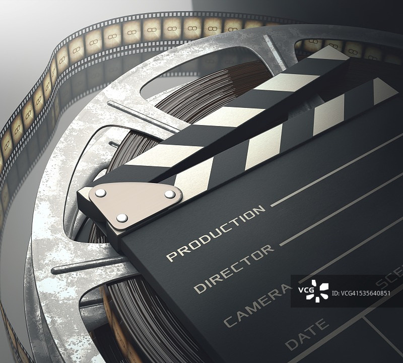 电影胶片和电影拍板，插图图片素材