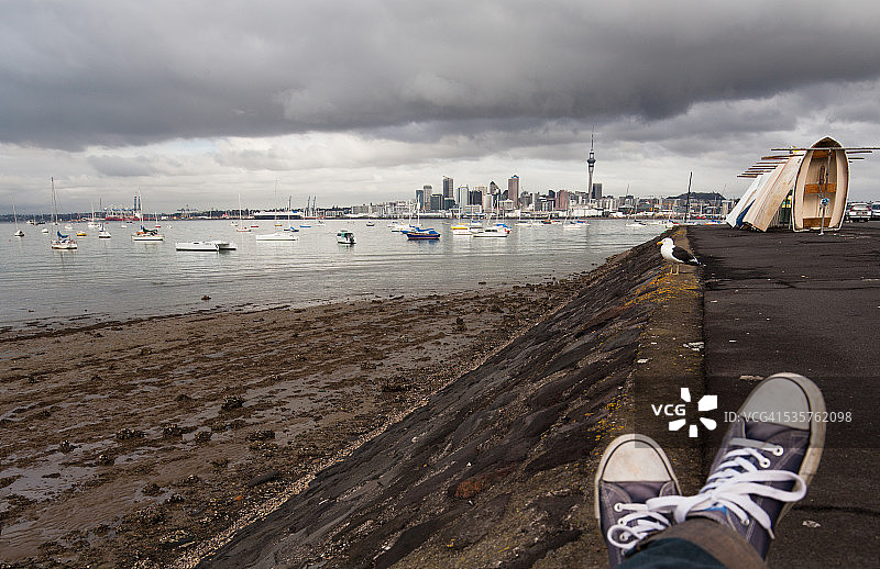 硫磺海滩的奥克兰景色图片素材