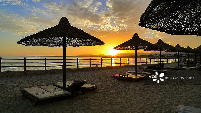 埃及沙姆沙伊赫红海日落图片素材