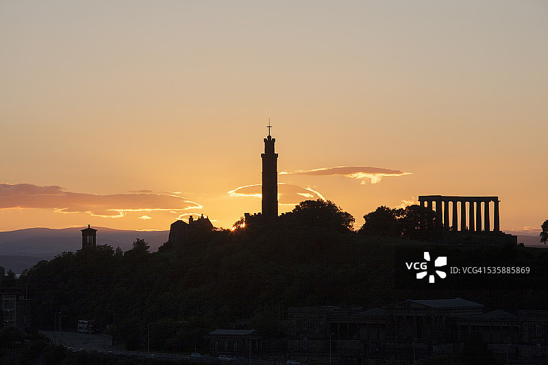 苏格兰爱丁堡卡尔顿山日落图片素材