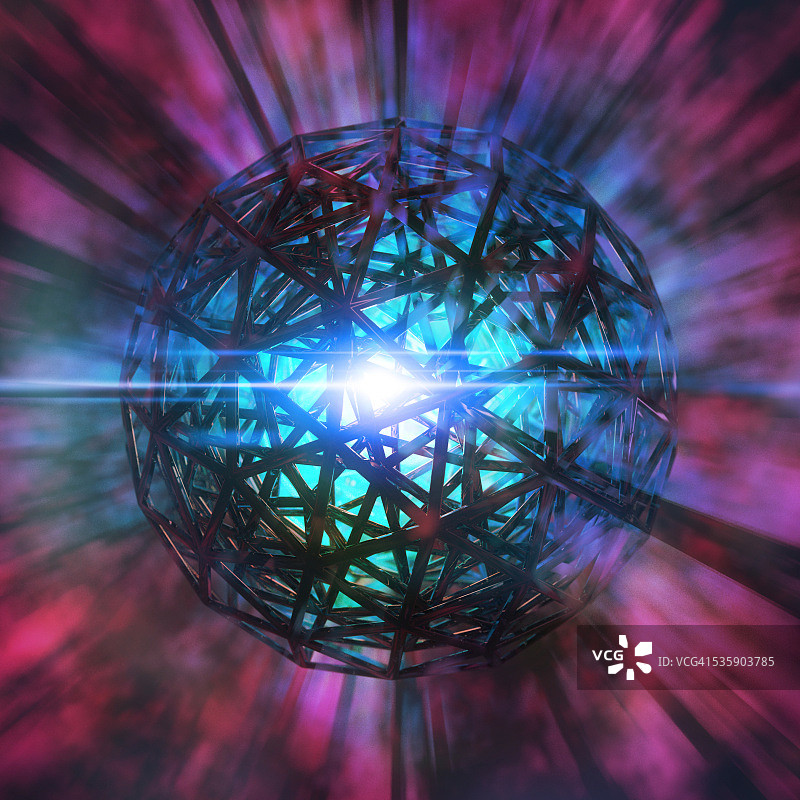 发光的3D网格地球图片素材
