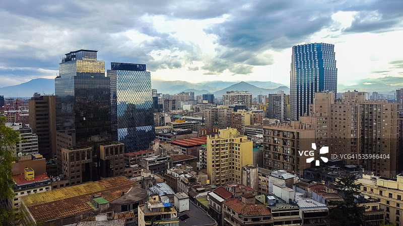 智利圣地亚哥市中心鸟瞰图片素材