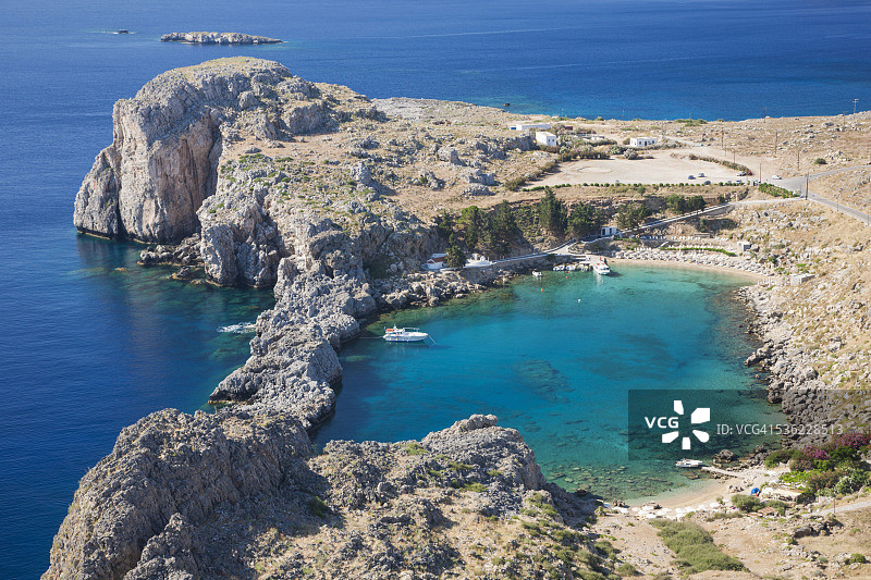 林多斯圣保罗湾景色，罗德岛图片素材