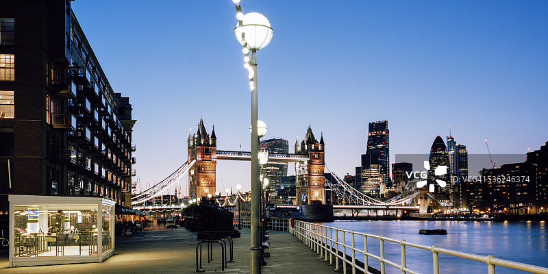伦敦城市天际线的河岸全景图片素材