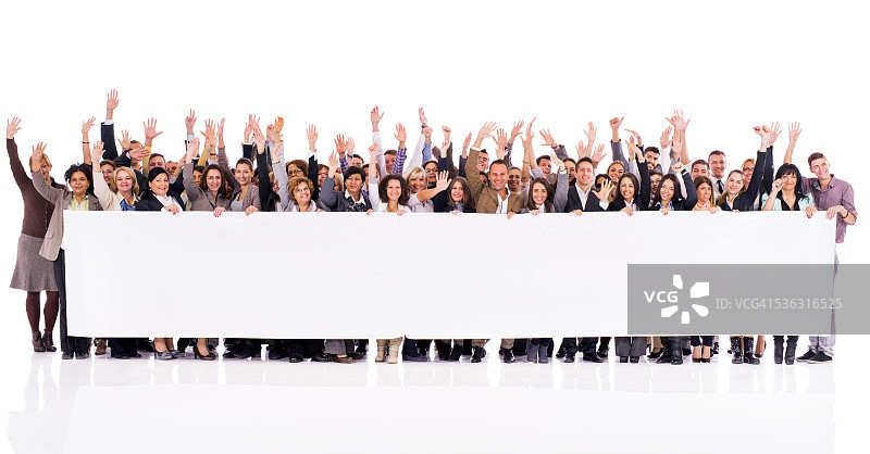 快乐的商务人士举着banner图片素材
