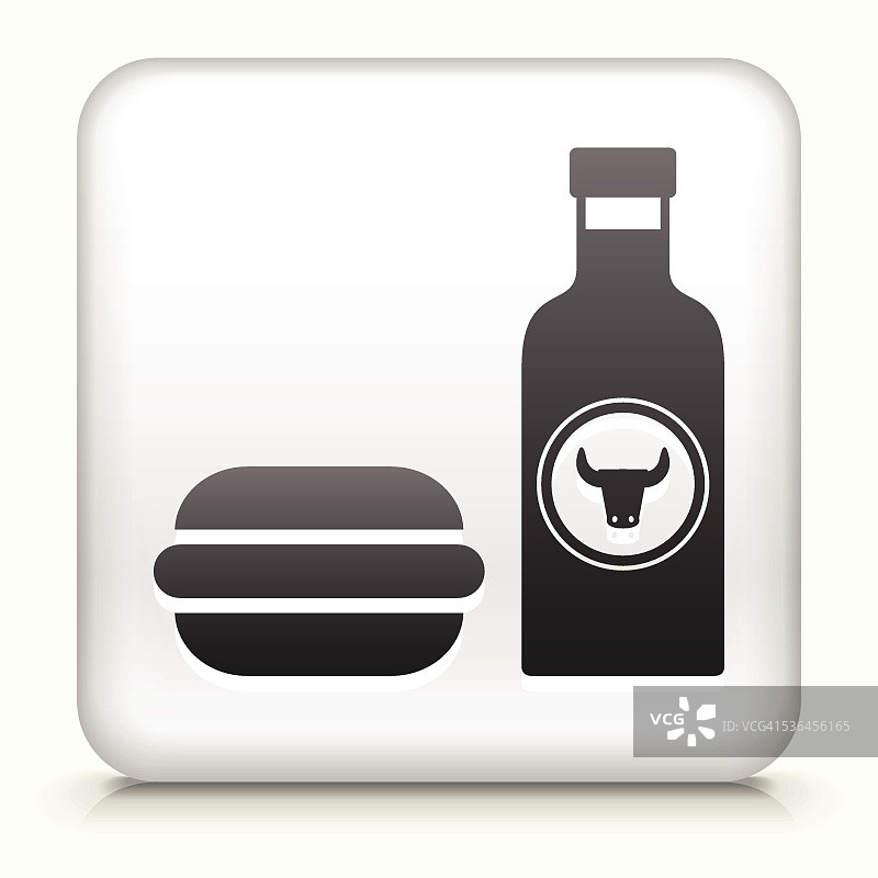 带有汉堡和辣椒酱的方形按钮图片素材