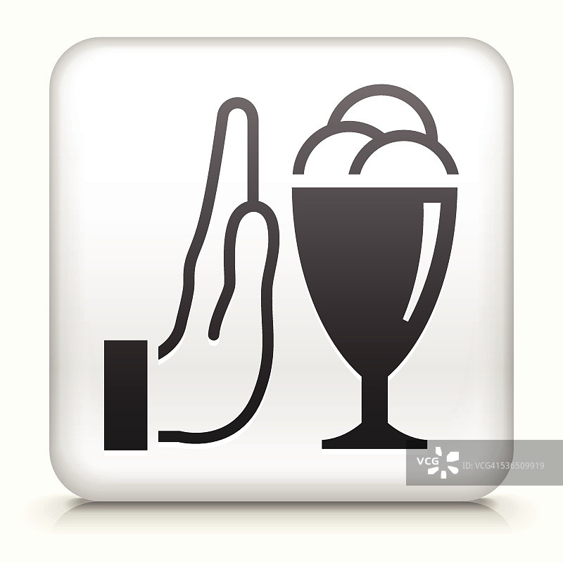 带有禁止冰淇淋标志的方形按钮图片素材