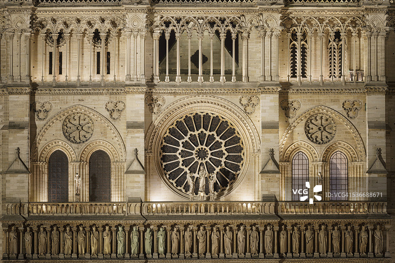 Le Balcon de la Vierge, Rosace Ouest, Notre-Dame图片素材